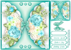 Aqua Roses on Lace