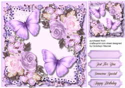 Beautiful Lilac Butterflys and Roses
