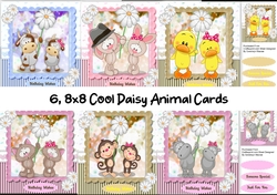 6 , Lovely 6x6 Cool Daisy Animal Cards