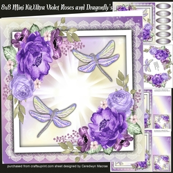 8x8 Mini Kit , Ultra Violet Roses and Dragonflys