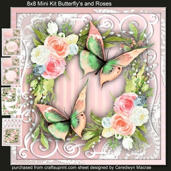 8x8 Mini Kit, Butterflys and Roses 