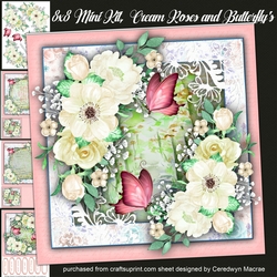 8x8 Mini Kit , Cream Roses and Butterflys