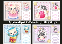 4, Beautiful  7x7 Cards Little Kittys 