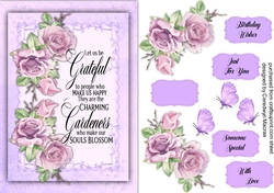 A5, Gorgeous Lilac Roses and Quote