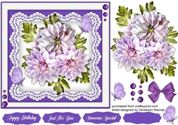 Beautiful Asters on Lace 7x7