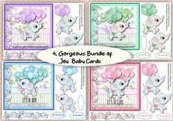 4, Gorgeous Bundle of Joy Baby Cards 