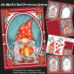 A5, Mini kit, Red Christmas Gnome
