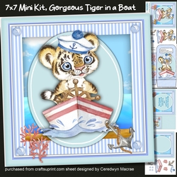 7X7 Mini Kit, Gorgeous Tiger in a Boat
