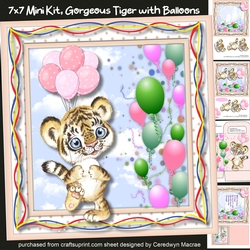 7X7 Mini Kit, Gorgeous Tiger With Balloons