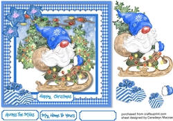 Gnomes Christmas Sleigh Blue