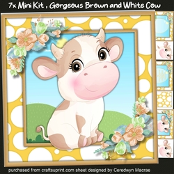 7x7 Gorgeous Brown and White Cow