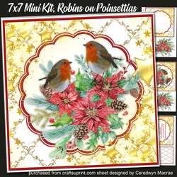7x7 Mini Kit, Robins on Poinsettias