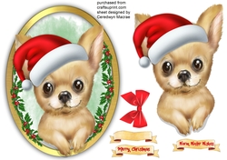 Christmas Pup in a Oval Frame 3