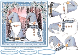 Santa and Snowman , Blue