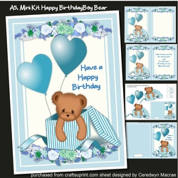 A5 Mini Kit, Happy Birthday Boy Bear