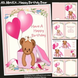A5 Mini Kit, Happy Birthday Girl Bear