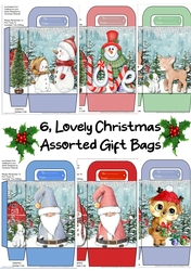 6, Lovely Christmas Assorted Gift Bags