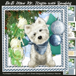 8x8 Mini Kit, Westie With Baubles