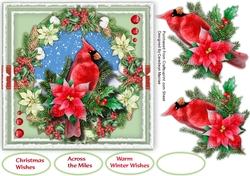 Beautiful Cardinal and Poinsettias