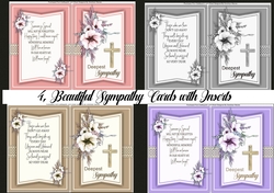4, Beautiful Sympathy Cards with Inserts