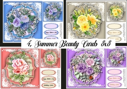 4, Summer Beauty Cards 8x8
