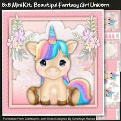 8x8 Mini Kit, Beautiful Fantasy Girl Unicorn 