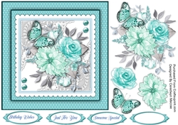 7x7 Beautiful Aqua Dreams on Lace