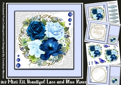 8x8 Mini Kit, Beautiful Lace and Blue Roses