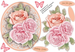 Beautiful English Roses on Lace