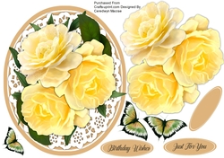 Beautiful Sunshine Roses on Lace