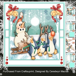 8x8 Mini Kit, Penguions Christmas Snowman