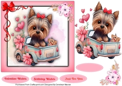 7x7 Gorgeous Yorkie With Flowers