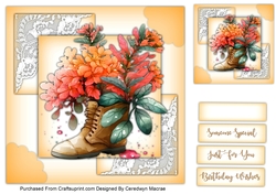 8x8 Flowers in a Boot , Peach