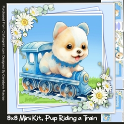 8x8 Mini Kit Pup Riding a Train