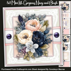 8x8 Mini Kit, Gorgeous Navy and Blush Roses