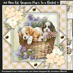 8x8 Mini Kit, Gorgeous Pups In a Basket