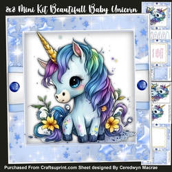 8x8 Mini Kit, Beautiful Baby Unicorn