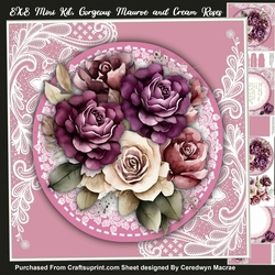 8x8 Mini Kit, Gorgeous Maurve and Cream Roses