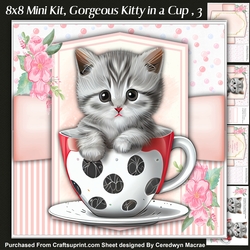 8x8 Mini Kit, Gorgeous Kitty in a Cup , 3