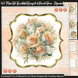8x8 Mini Kit, Beautiful Bouquet of Peach Roses . Pyramid