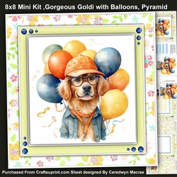 8x8 Mini Kit, Gorgeous Goldie with Balloons , Pyramid