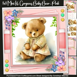 8x8 Mini Kit, Gorgeous Baby Bear , Pink
