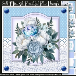 8x8 Mini Kit, Beautiful Blue Peonys