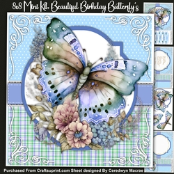 8x8 Mini Kit, Beautiful Blue Birthday Butterfly 