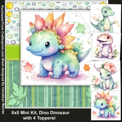 8x8 Mini kit , Dino Dinosaur with 4 toppers