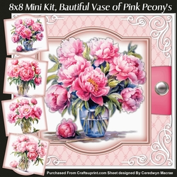 8x8 Mini Kit, Beautiful Vase of Pink Peonys