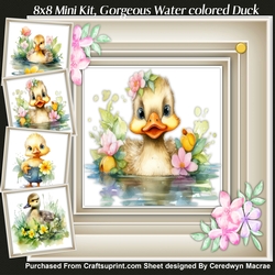 8x8 Mini Kit, Gorgeous Water coloured Duck