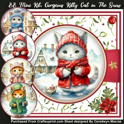 8x8 Mini Kit, Gorgeous Kitty Cat in The Snow