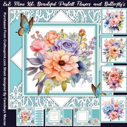 8x8 Mini Kit, Beautiful Pastel Flowers and Butterflys