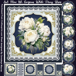 8x8 Mini Kit, Gorgeous White Peony Roses